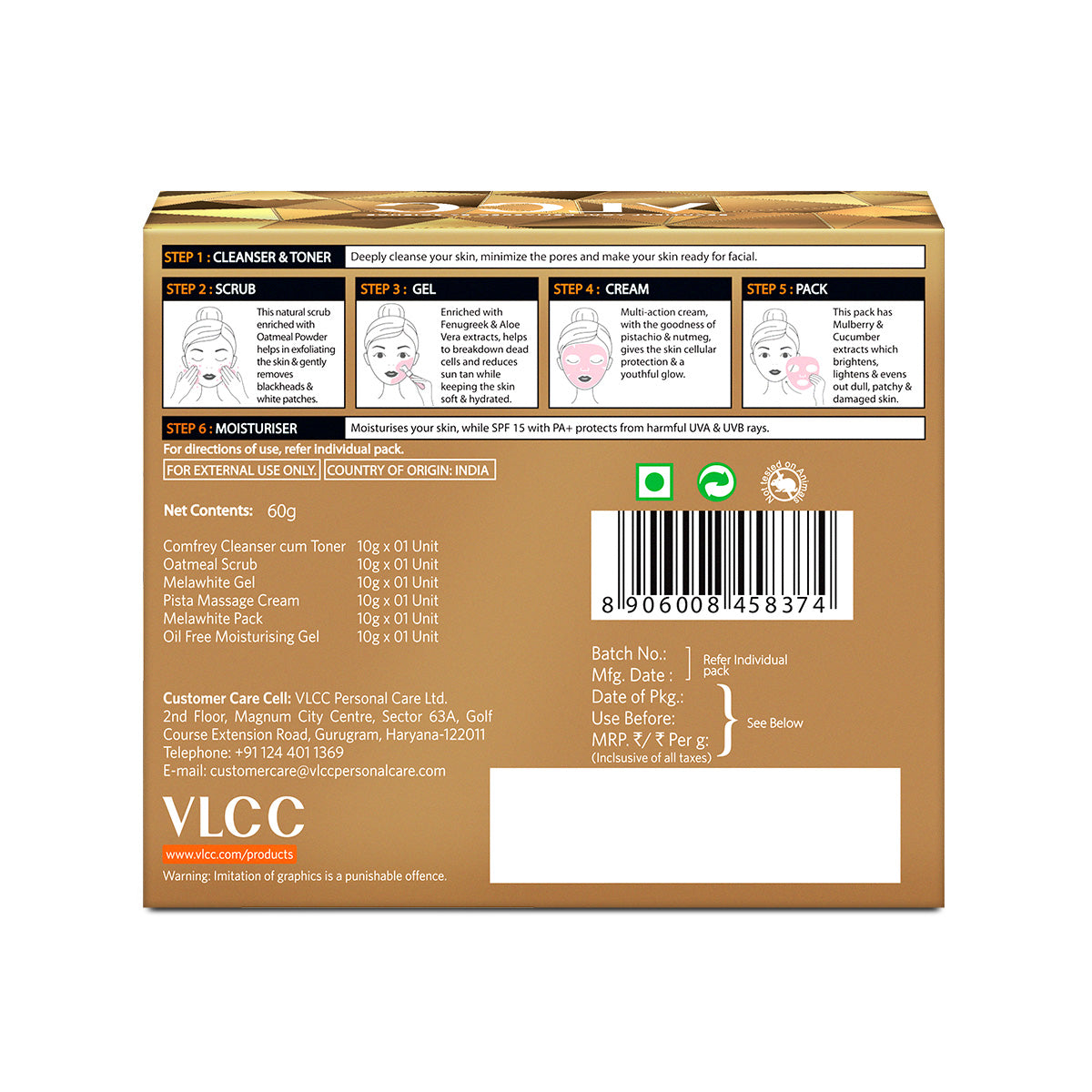 VLCC Anti Tan Single Facial Kit - 60 g - Image 8 - Buy from Indicrest