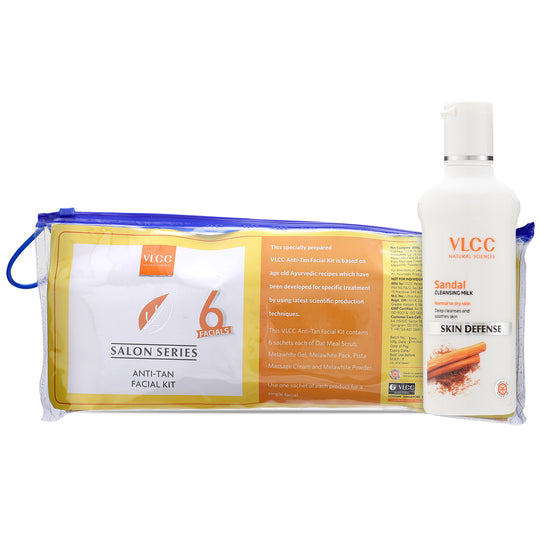 VLCC Sandal Cleansing Milk and Salon Series Anti-Tan Facial Kit - Buy from Indicrest