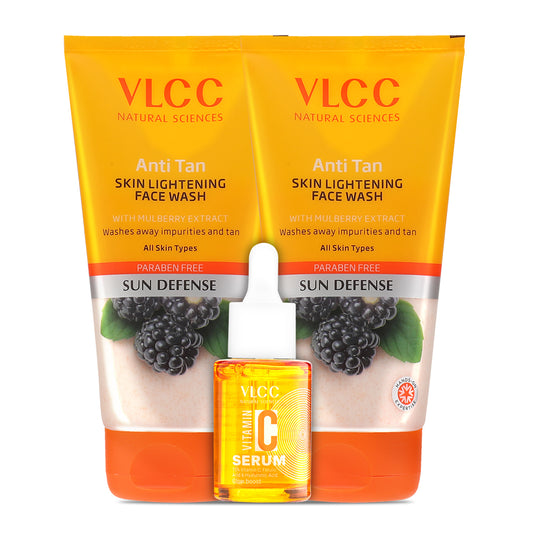 VLCC Anti Tan Skin Lightening Face Wash and Vitamin C Night Serum - Buy from Indicrest