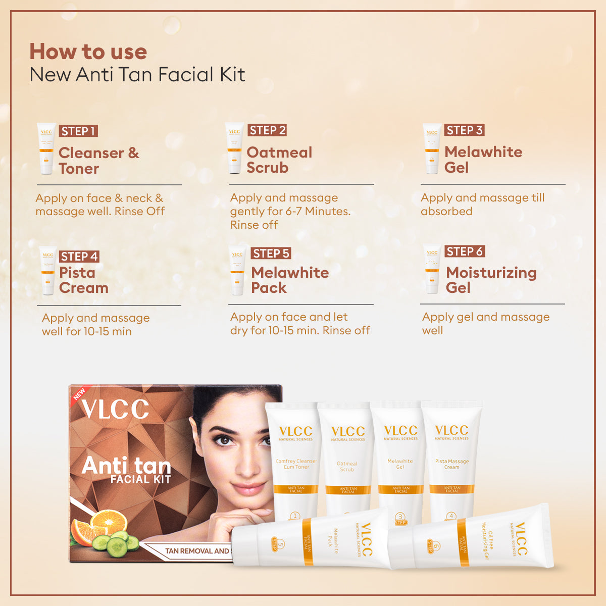 VLCC Anti Tan Facial Kit and Bright Glow Serum Facewash with Vitamin C and Mullberry Combo - Image 5 - Buy from Indicrest