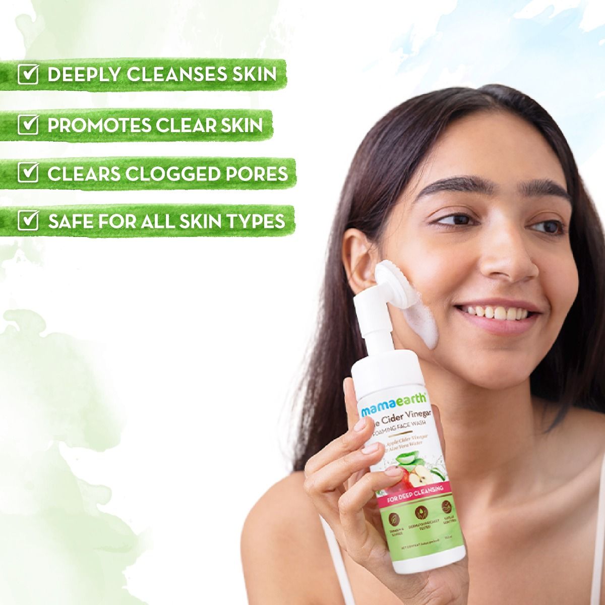 Mamaearth Apple Cider Vinegar Foaming Face Wash with Apple Cider Vinegar and Aloe Vera Water for Deep Cleansing, 150ml - Image 3 - Buy from Indicrest