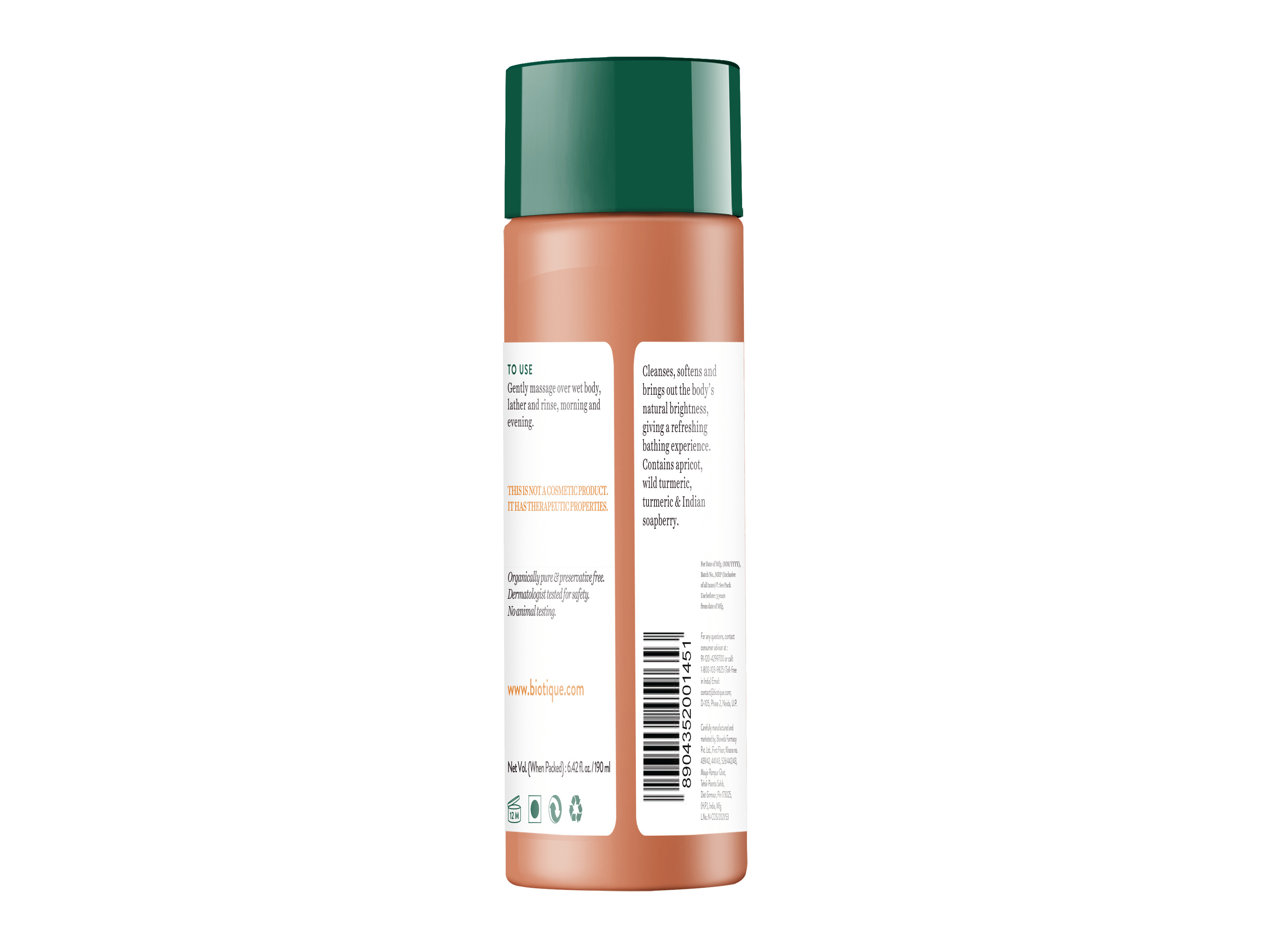 Biotique Apricot Refreshing Body Wash, 190ml - Image 2 - Buy from Indicrest