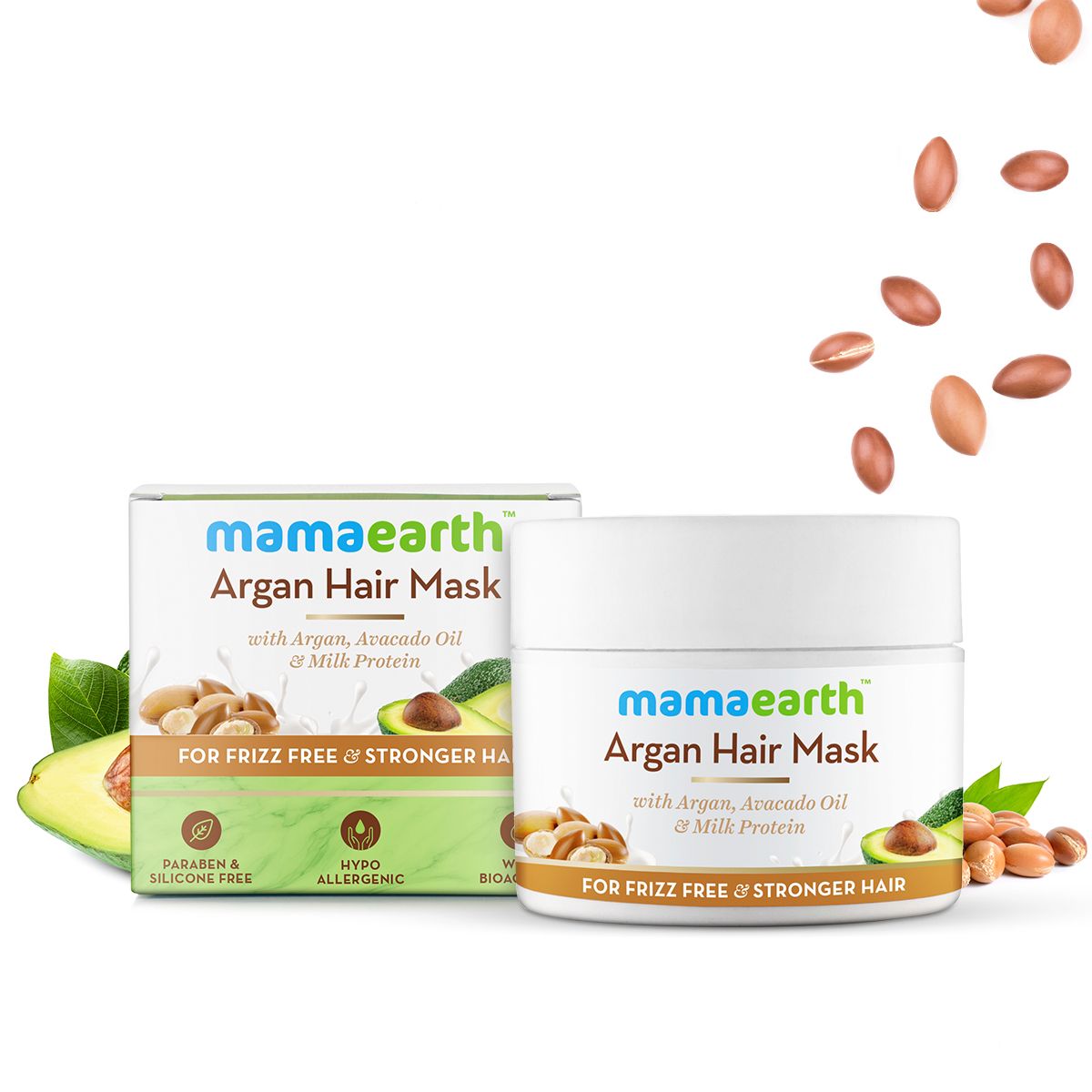 Mamaearth Argan Hair Mask with Argan, Avocado Oil, and Milk Protein for Frizz-free and Stronger Hair-200ml - Buy from Indicrest