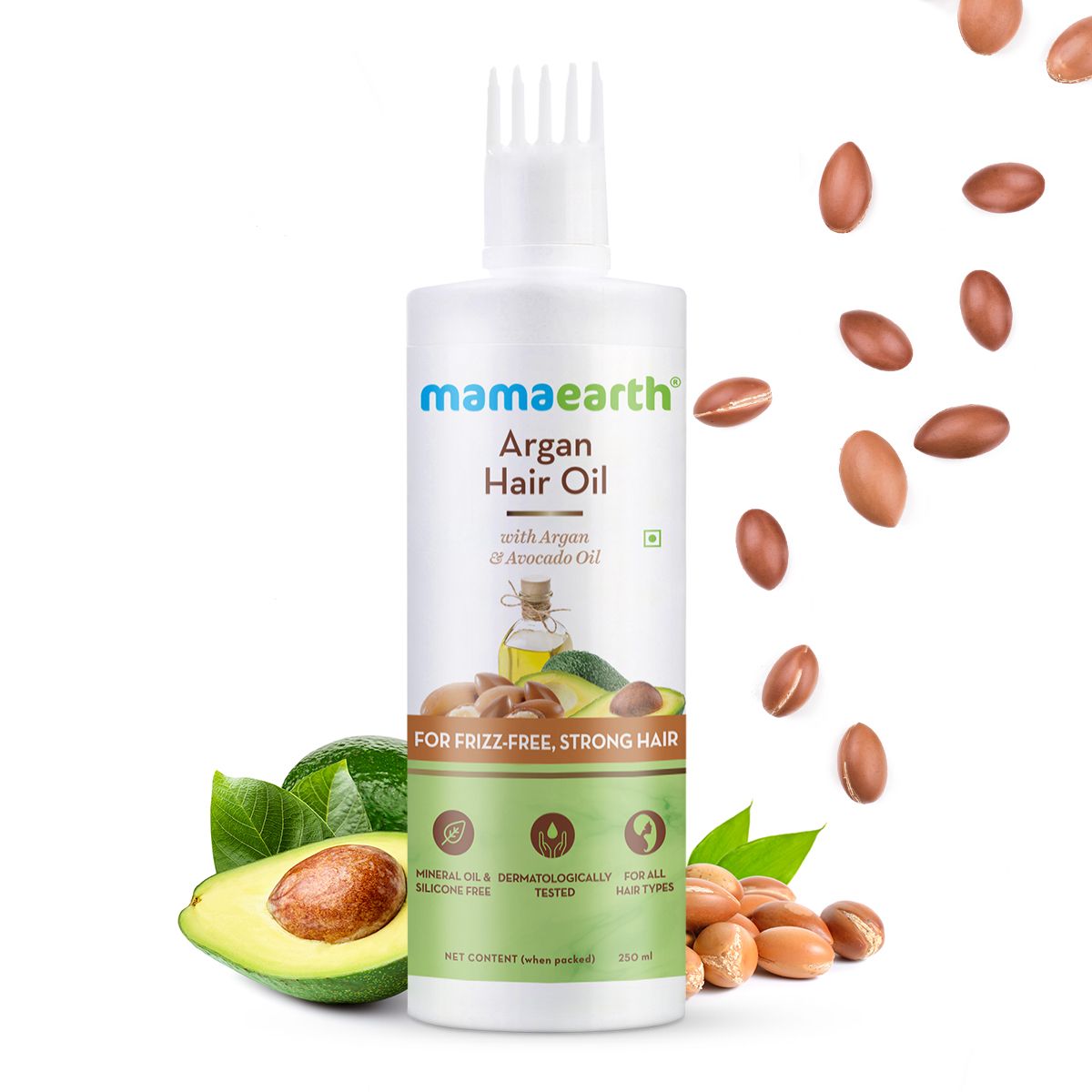 Mamaearth Argan Hair Oil with Argan Oil and Avocado Oil for Frizz-Free and Stronger Hair, 250ml - Buy from Indicrest