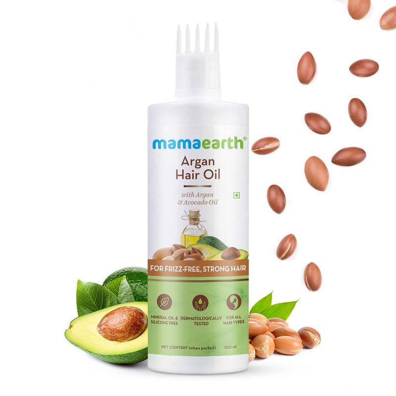 Mamaearth Argan Hair Oil with Argan Oil and Avocado Oil for Frizz-Free and Stronger Hair, 250ml - Buy from Indicrest