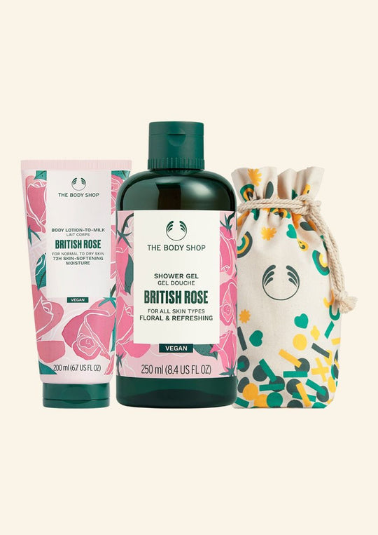 The Body Shop British Rose Shower Gel & Body Lotion Duo With Pouch, 3pc Buy at Indicrest