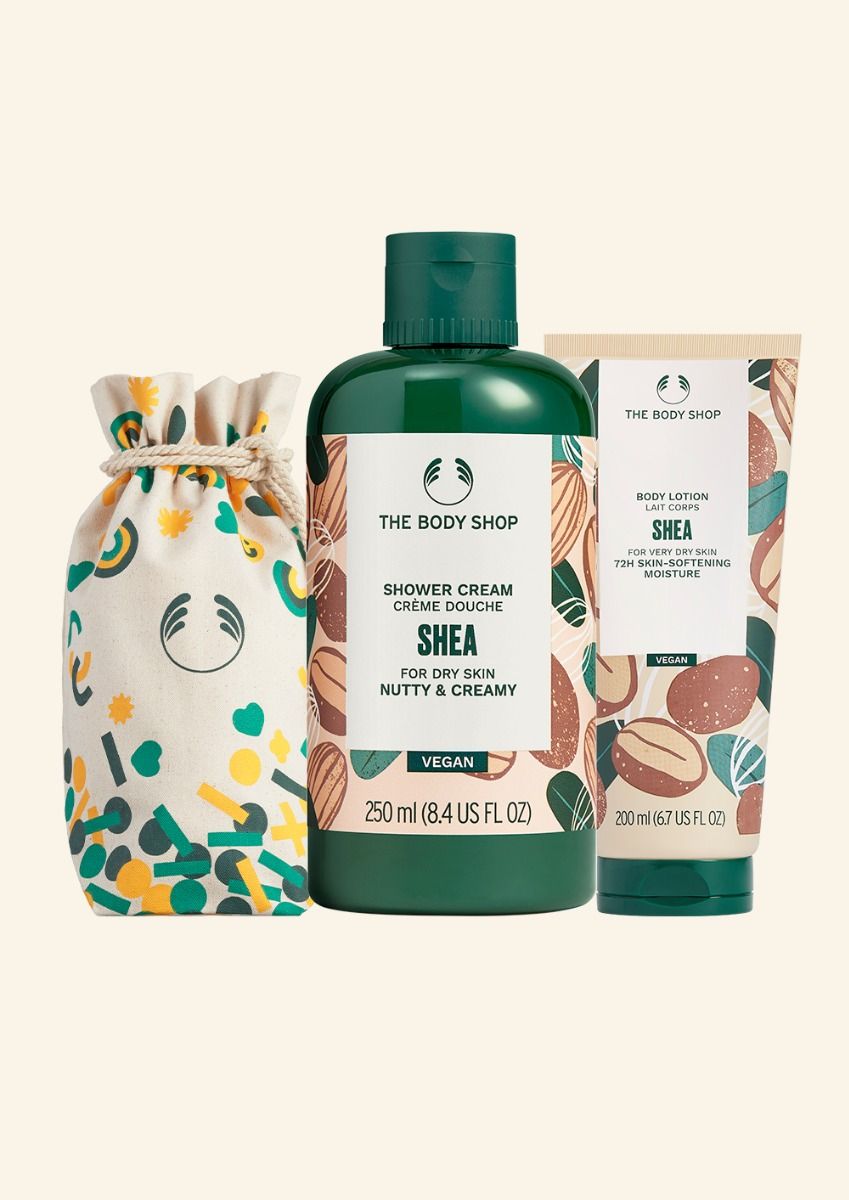 The Body Shop Shea Shower Cream & Body Lotion Duo With Pouch, 3pc
