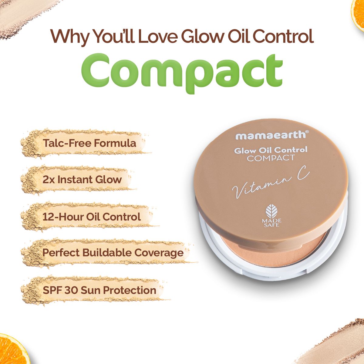 Mamaearth Glow Oil Control Compact With SPF 30, 9g |Ivory Glow - Image 3 - Buy from Indicrest