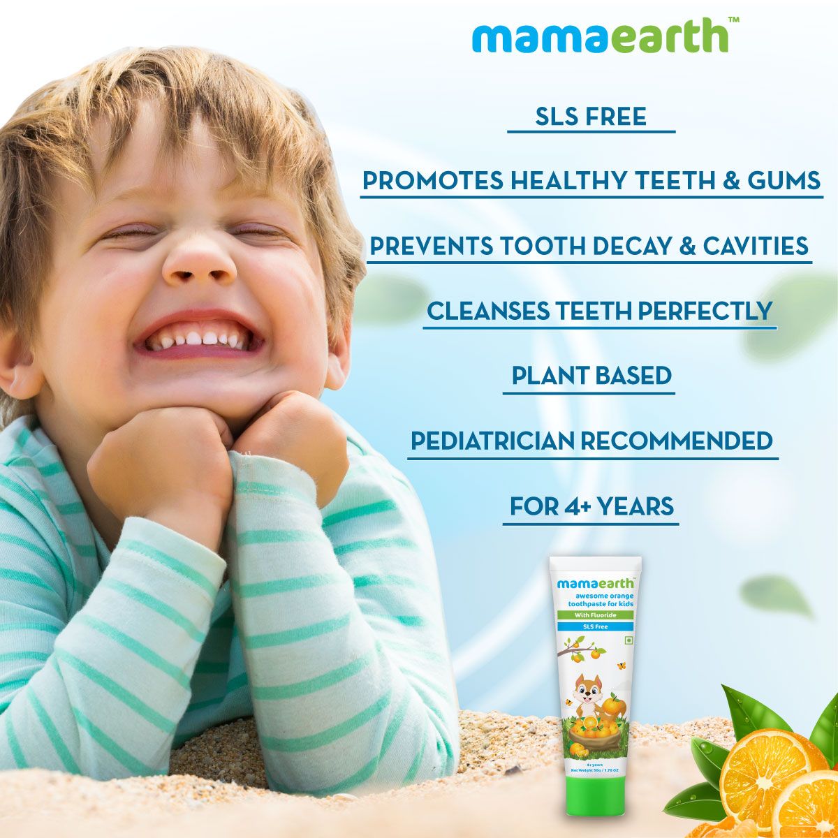 Mamaearth Sulfate Free Awesome Orange Toothpaste For Kids With Fluoride - Image 3 - Buy from Indicrest