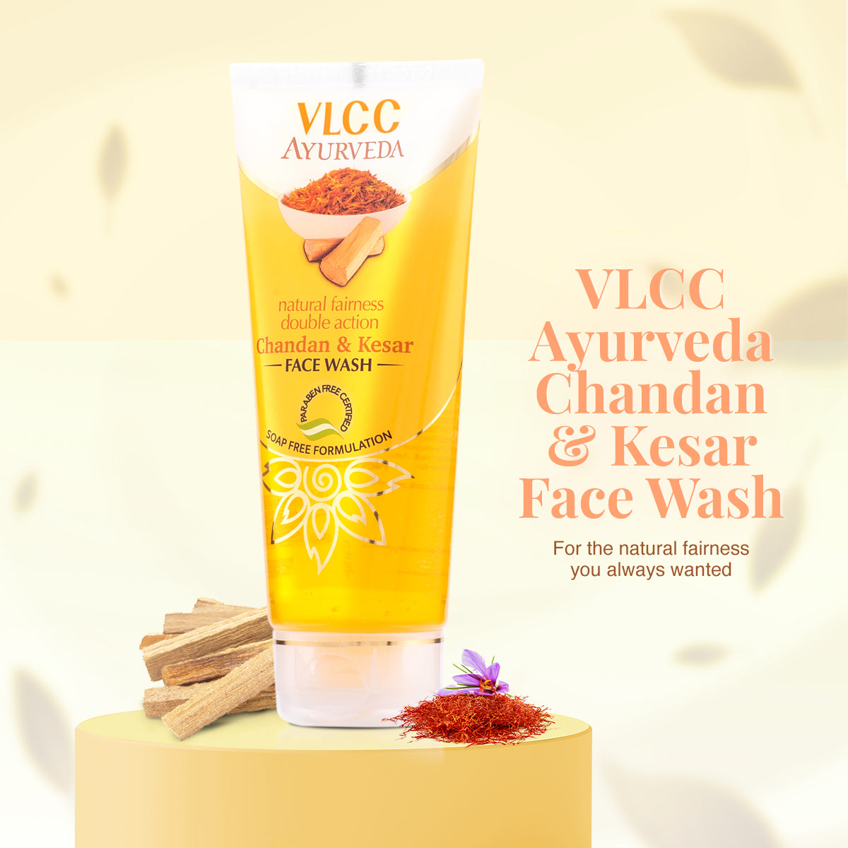 VLCC Ayurveda Natural Fairness Chandan and Kesar Face Wash - 100 ml - Image 2 - Buy from Indicrest