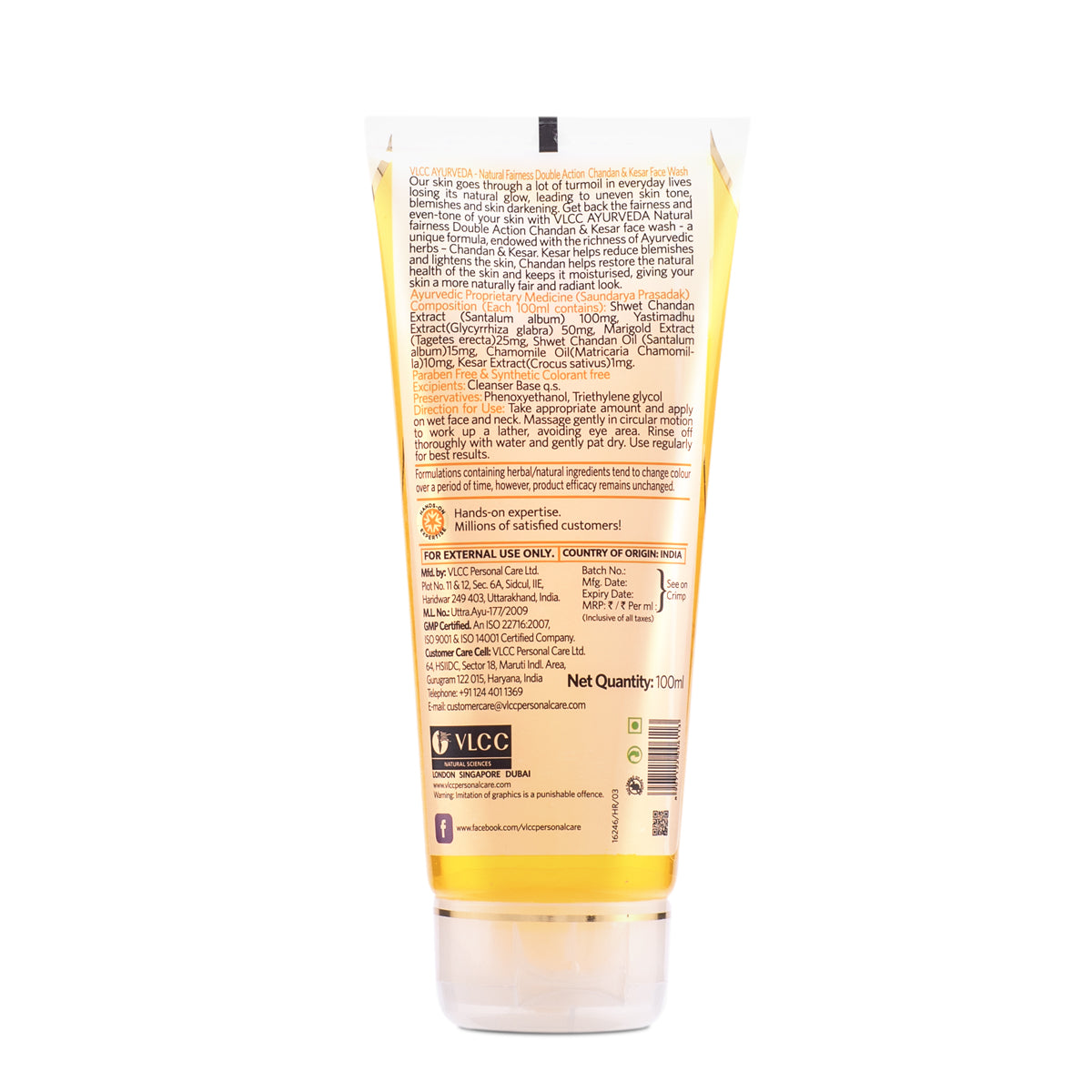 VLCC Ayurveda Natural Fairness Chandan and Kesar Face Wash - 100 ml - Image 6 - Buy from Indicrest