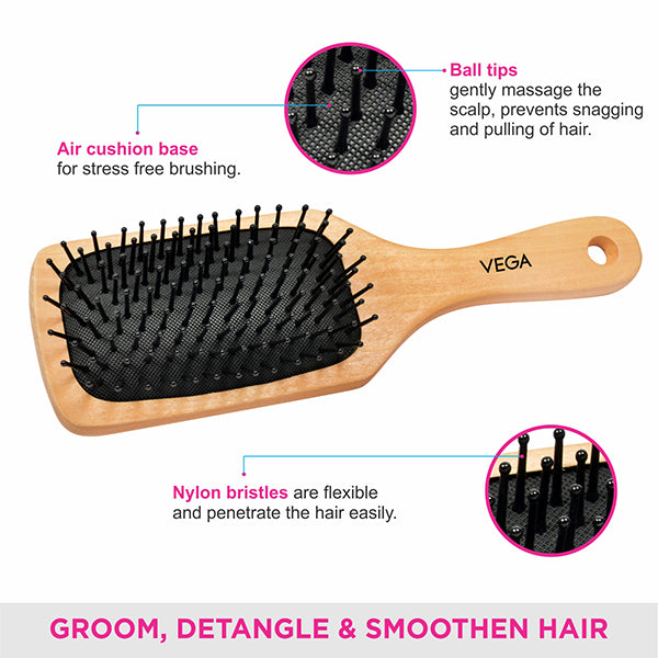 Vega Paddle Brush (Wooden) - E2-PB