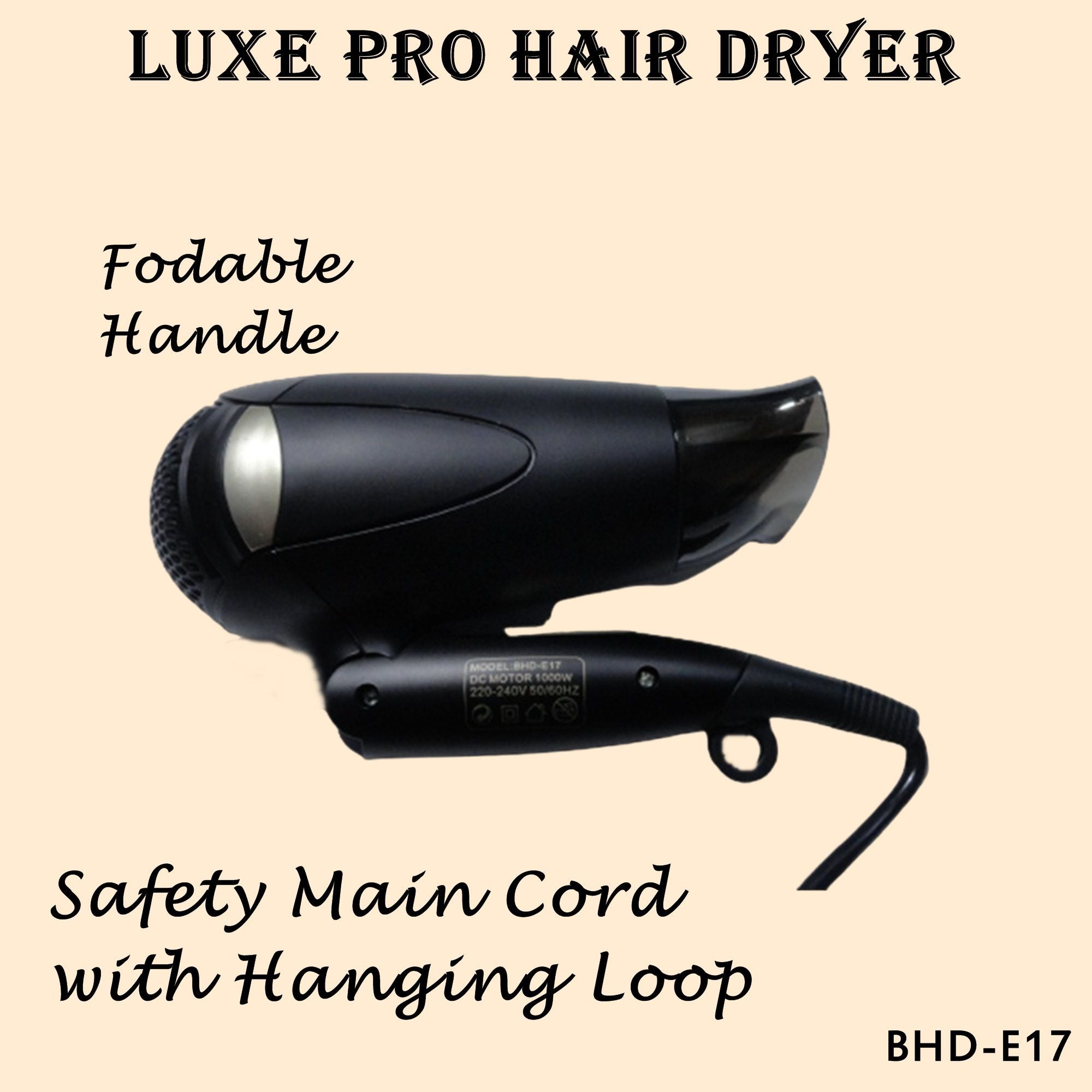 Babila Luxe Pro Hair Dryer 1000 W-BHD-E17, 210g