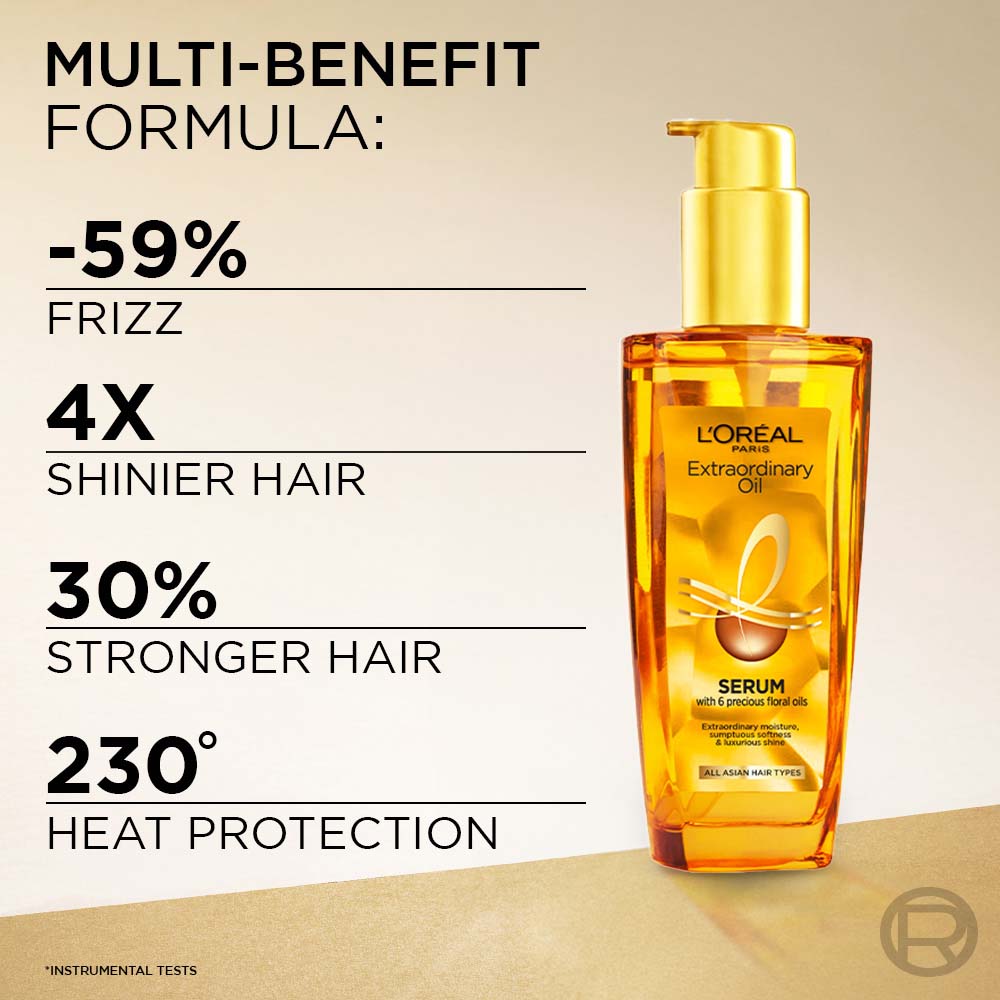 L'Oreal Paris Extraordinary Oil Hair Serum Anti-frizz serum with UV and Heat Protection, 30ml Buy at Indicrest Image 3