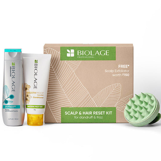Biolage Scalppure Anti-Dandruff Shampoo, Anti-Frizz Conditioner Kit with FREE Scalp Massager (3 pcs) Combo, 3 pieces Buy at Indicrest