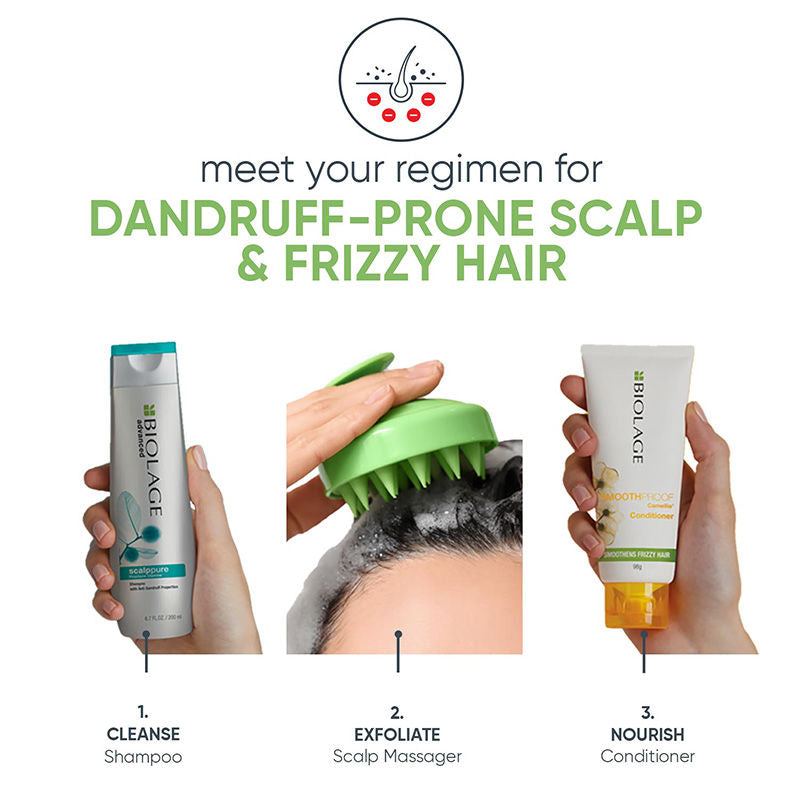 Biolage Scalppure Anti-Dandruff Shampoo, Anti-Frizz Conditioner Kit with FREE Scalp Massager (3 pcs) Combo, 3 pieces Buy at Indicrest Image 3