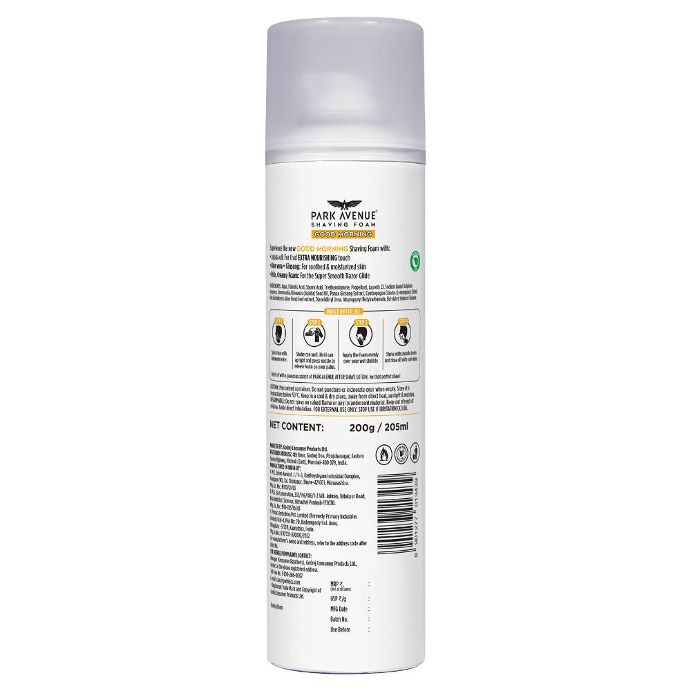 Park Avenue Good Morning Moisturising Shaving Foam, 200g
