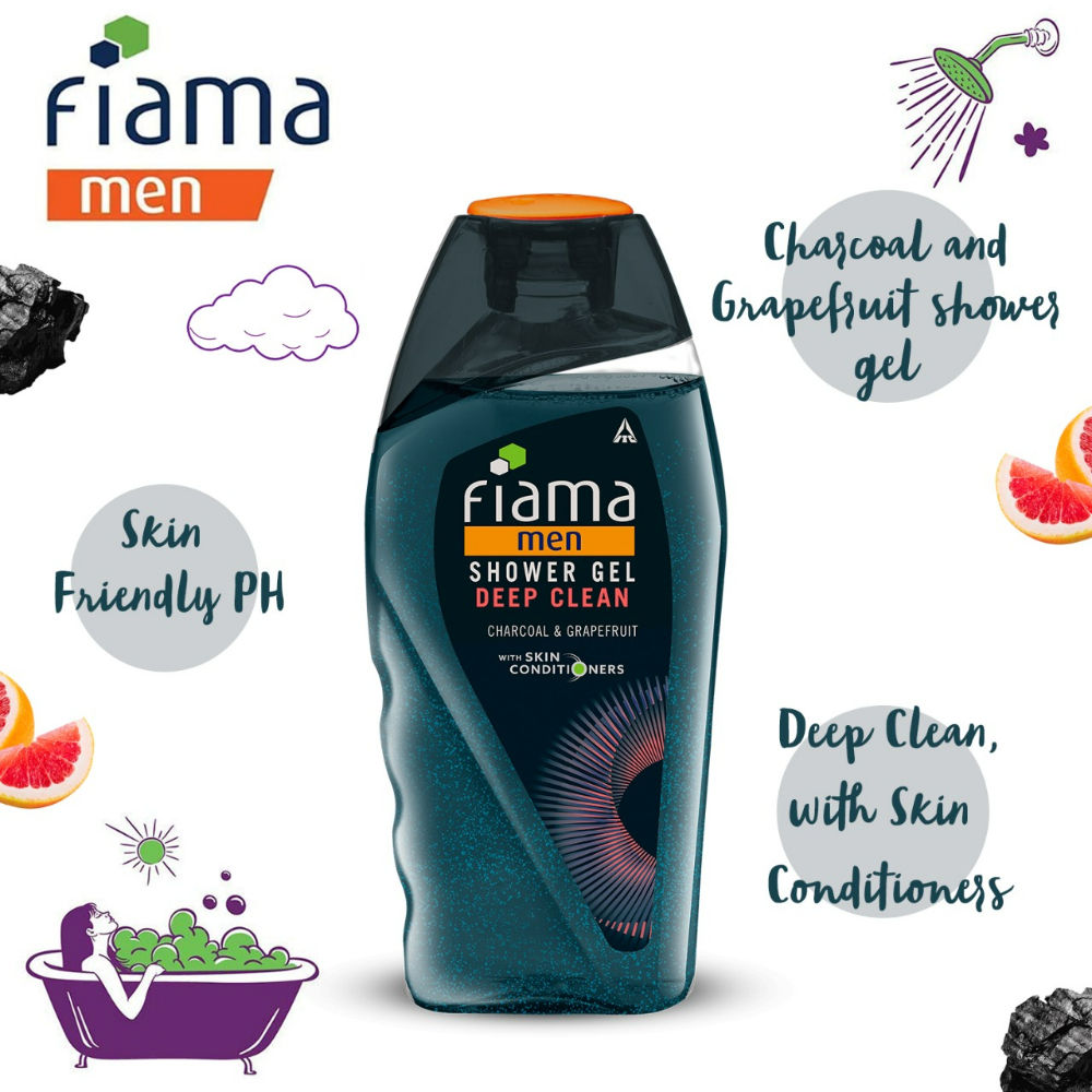 Fiama Men’s Shower Gel Deep Clean, Body Wash with Charcoal & Graperuit for Refreshed Skin, 250ml Buy at Indicrest Image 4