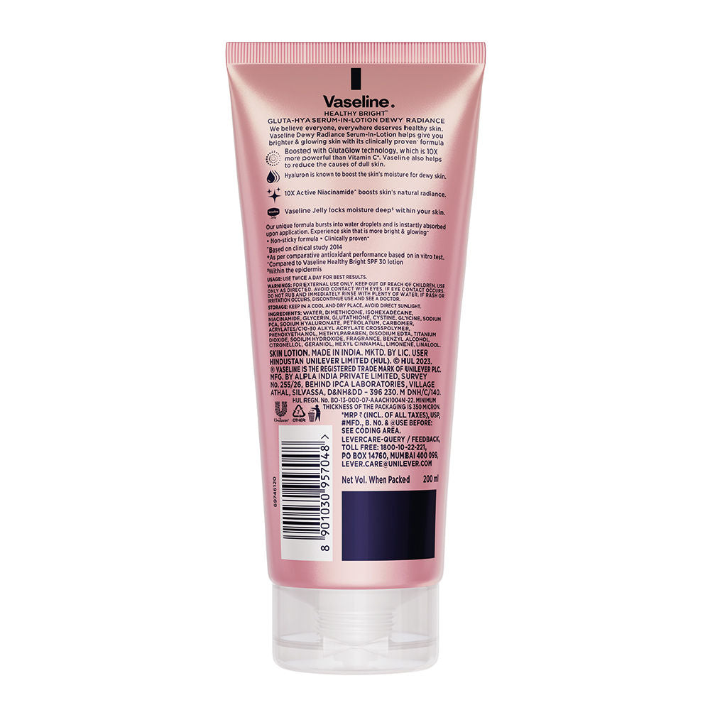 Vaseline Gluta-Hya Dewy Radiance Lotion Bright, Glowing Skin Glutathione Infused Moisturizer, 200ml Buy at Indicrest Image 8