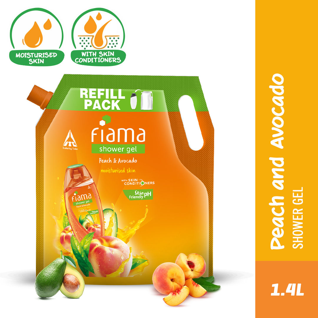 Fiama Shower Gel Peach & Avocado with Skin Conditioners for Soft Moisturised Skin, 1400ml Buy at Indicrest Image 2