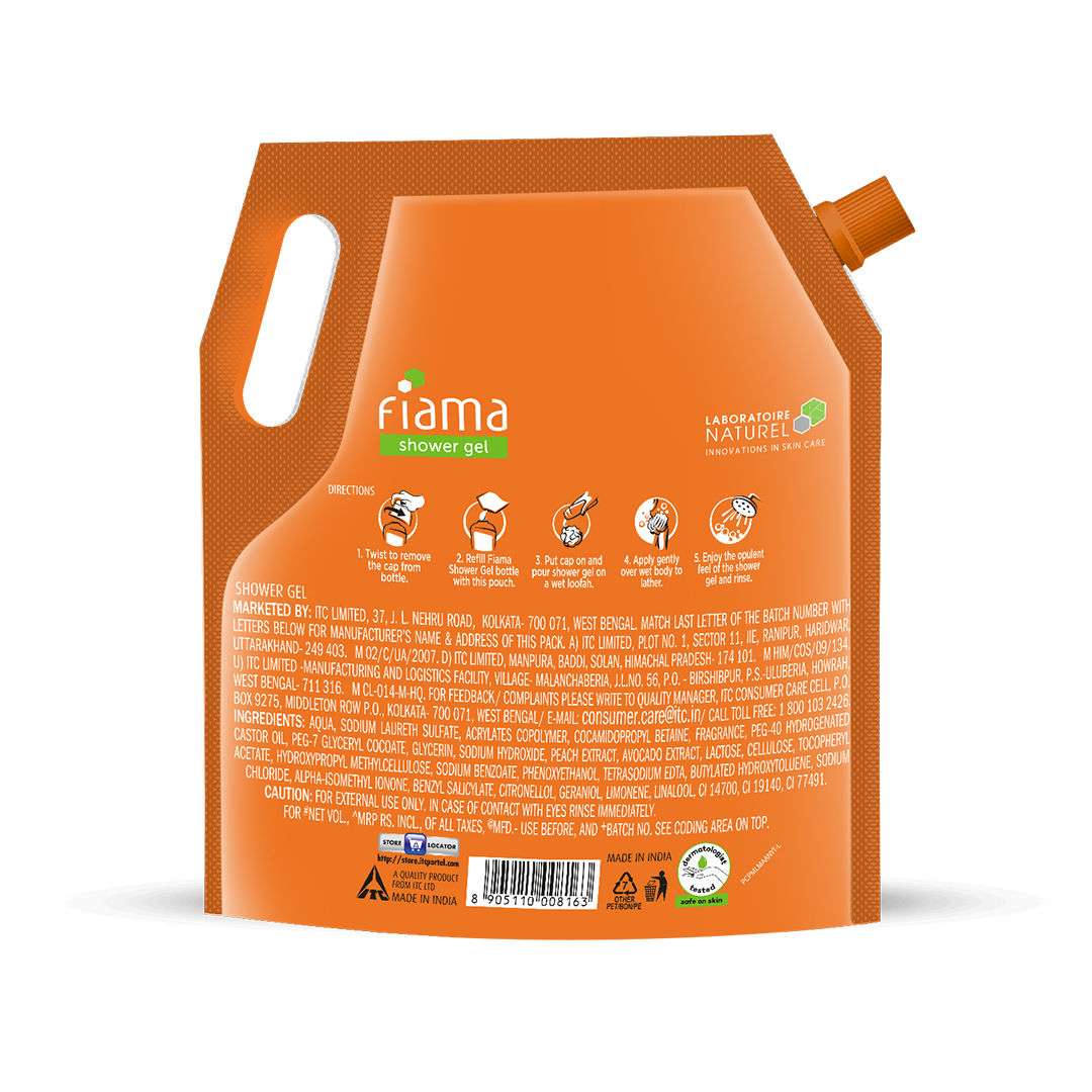 Fiama Shower Gel Peach & Avocado with Skin Conditioners for Soft Moisturised Skin, 1400ml Buy at Indicrest Image 7
