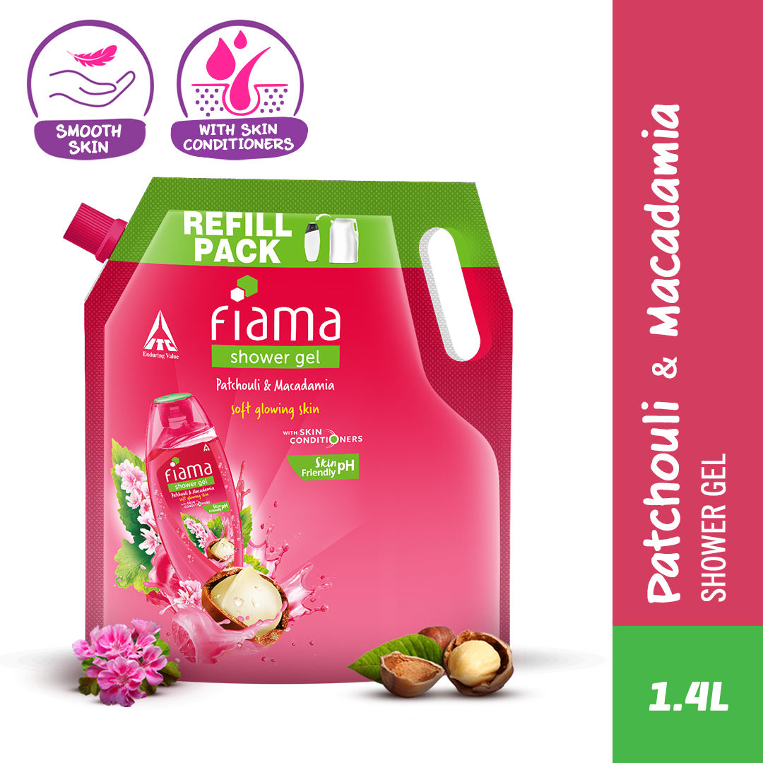 Fiama Shower Gel Patchouli & Macadamia with Skin Conditioners for Glowing Skin, 1400ml Buy at Indicrest Image 2
