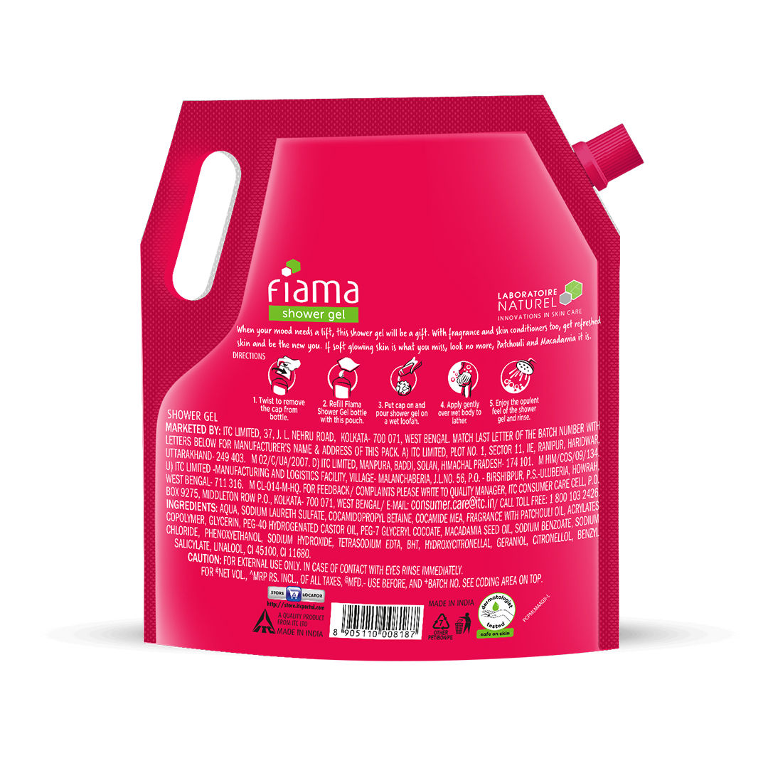 Fiama Shower Gel Patchouli & Macadamia with Skin Conditioners for Glowing Skin, 1400ml Buy at Indicrest Image 6