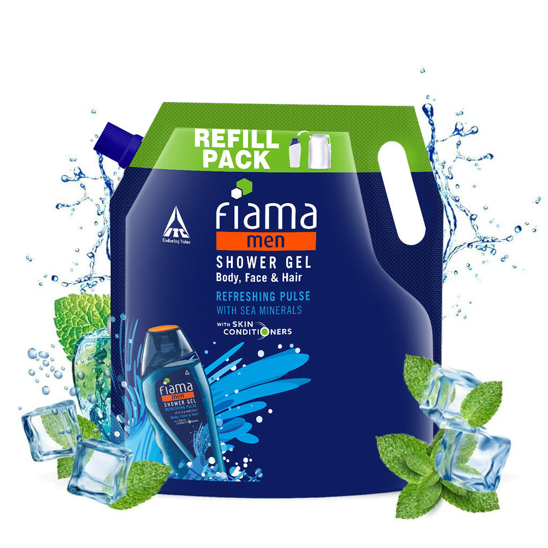 Fiama Men Shower Gel Refreshing Pulse with Skin Conditioners for Refreshed Skin, 1400ml Buy at Indicrest Image 3