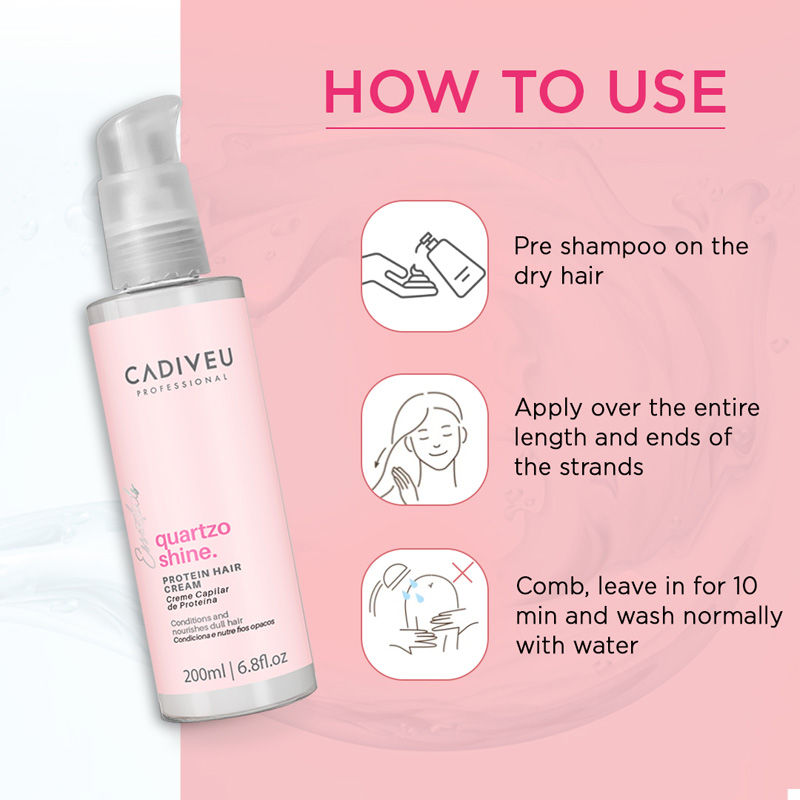 Cadiveu Quartzo Shine Protein Hair Cream For Soft & Shiny Hair (200ml) - Image 3 - Buy from Indicrest