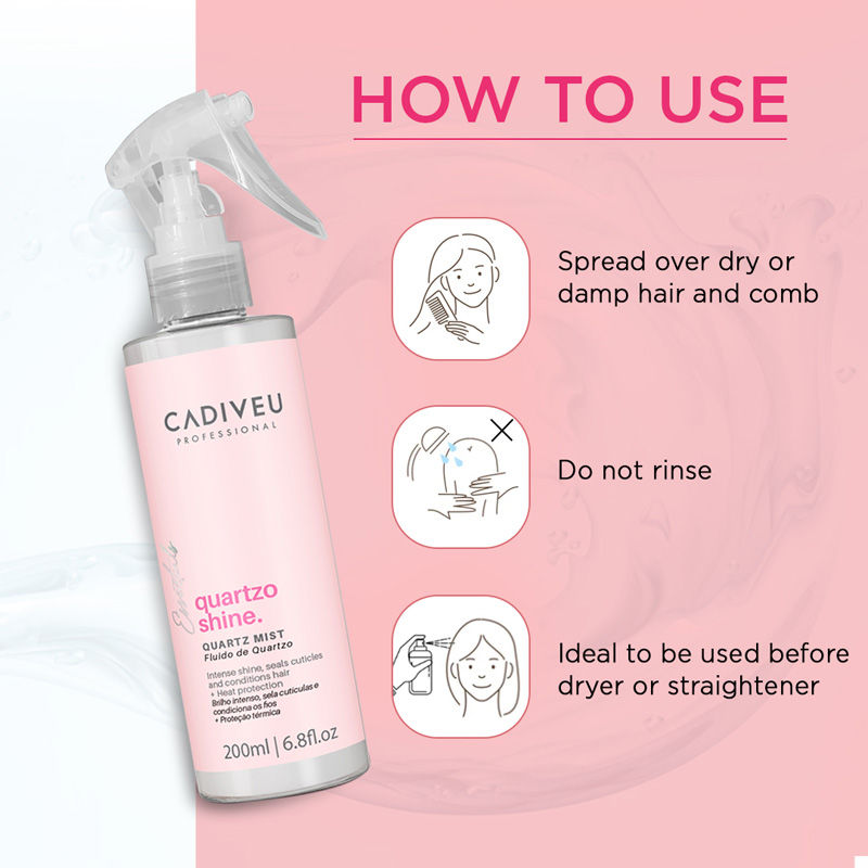 Cadiveu Quartzo Shine Fluid Mist For Soft & Shiny Hair (200ml) - Image 3 - Buy from Indicrest
