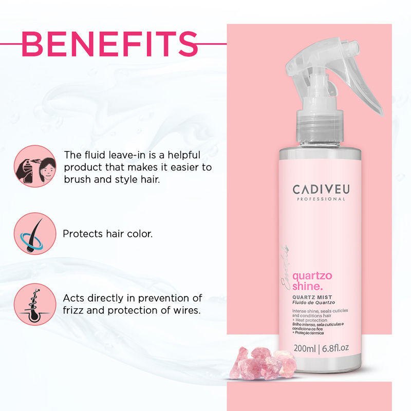 Cadiveu Quartzo Shine Fluid Mist For Soft & Shiny Hair (200ml) - Image 4 - Buy from Indicrest