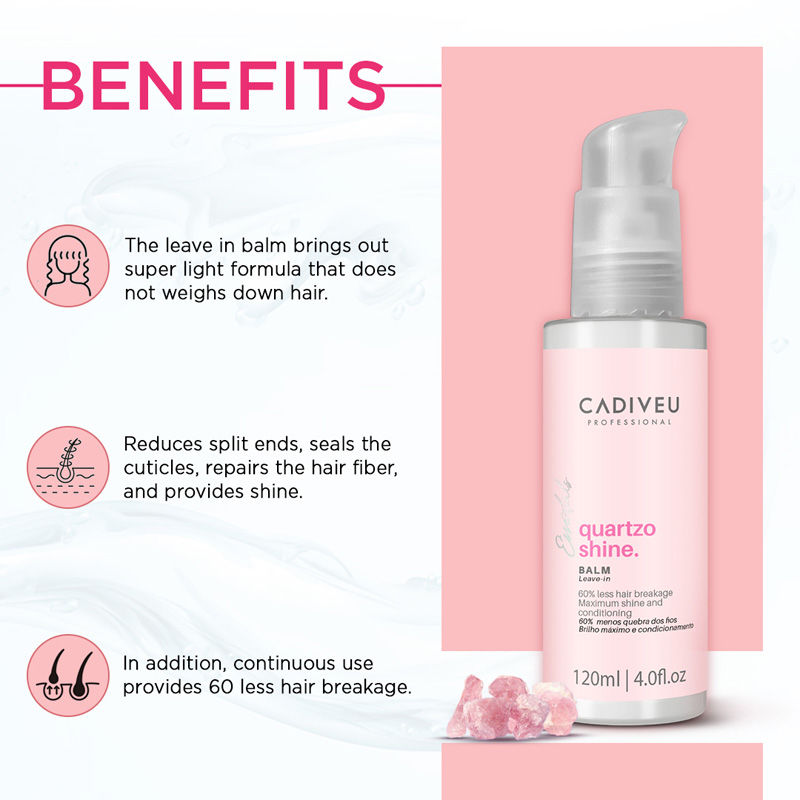 Cadiveu Quartzo Shine Leave-In Balm For Soft & Shiny Hair (120ml) - Image 4 - Buy from Indicrest
