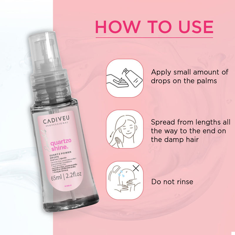 Cadiveu Quartzo Shine Liquid Quartz Hair Serum For Soft & Shiny Hair (65ml) - Image 3 - Buy from Indicrest