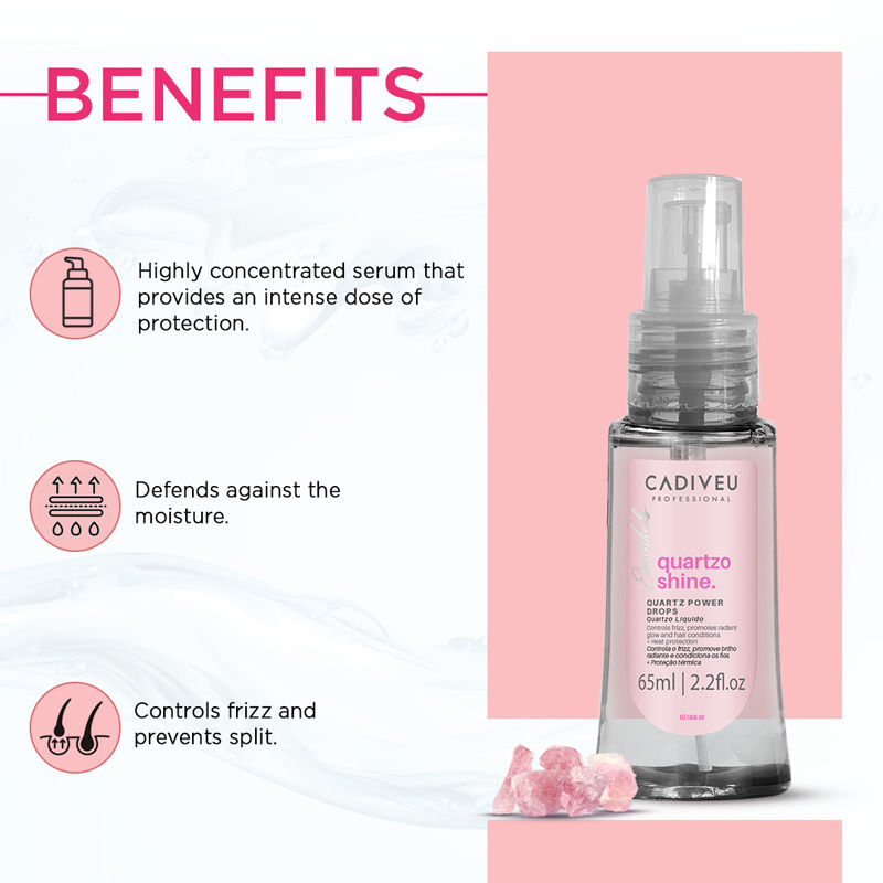 Cadiveu Quartzo Shine Liquid Quartz Hair Serum For Soft & Shiny Hair (65ml) - Image 4 - Buy from Indicrest