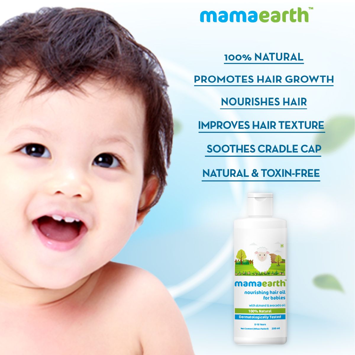 Mamaearth Nourishing Hair Oil for Babies with Almond and Avocado Oil, 200ml - Image 3 - Buy from Indicrest
