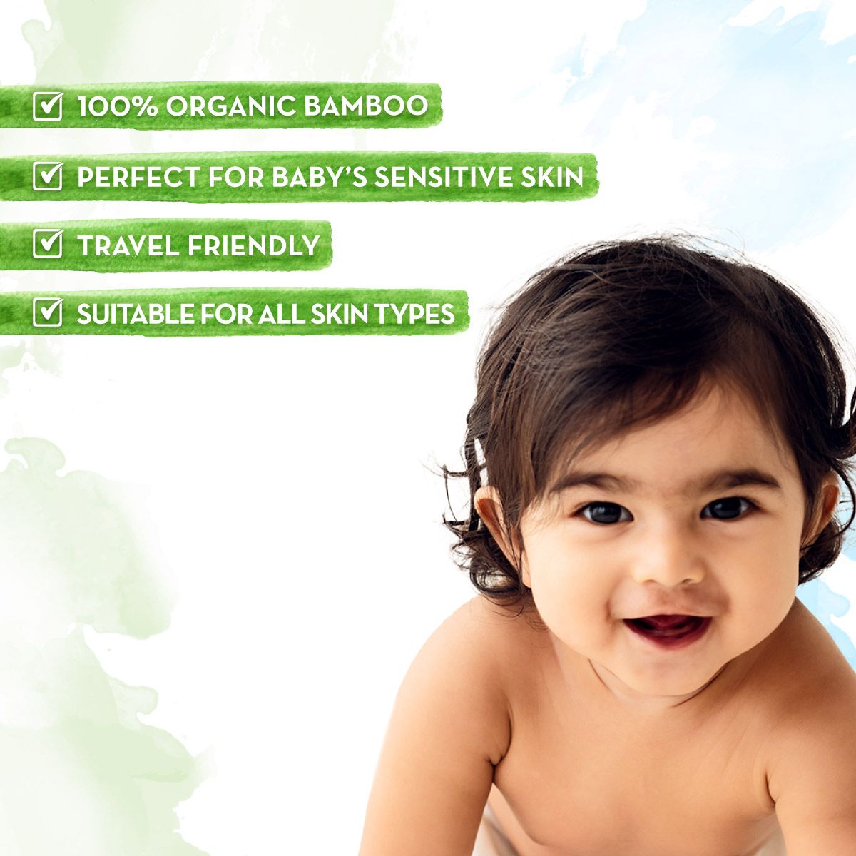 Mamaearth Organic Bamboo Based Baby Wipes, Pack of 3 X 72g - Image 2 - Buy from Indicrest
