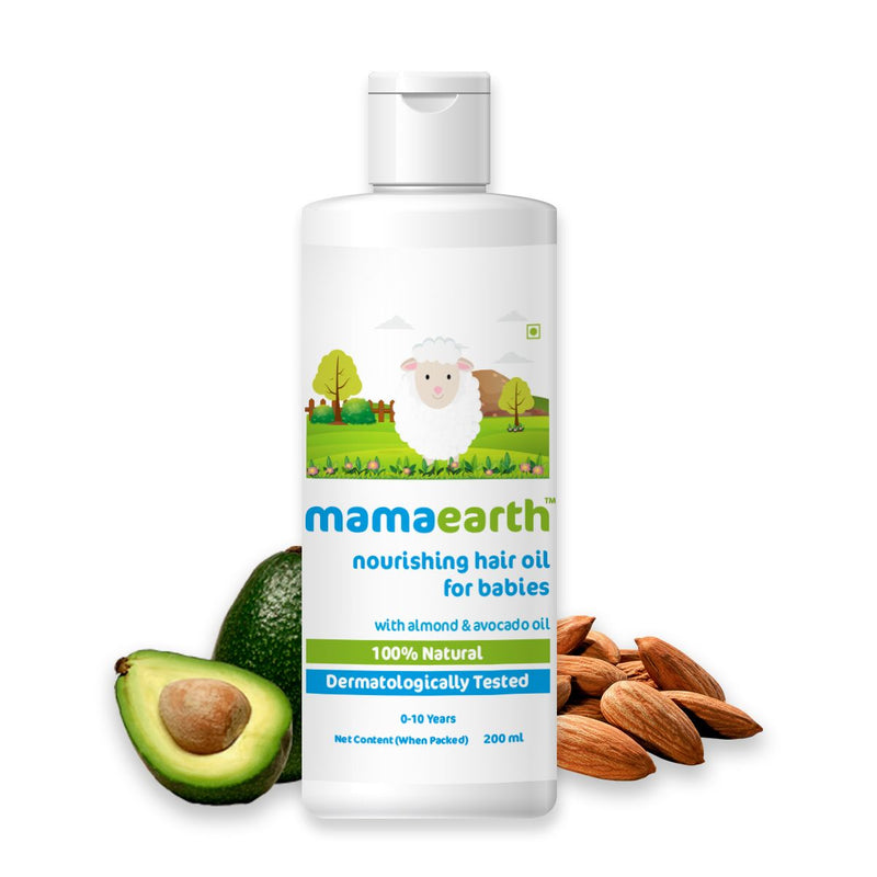 Mamaearth Nourishing Hair Oil for Babies with Almond and Avocado Oil, 200ml - Buy from Indicrest