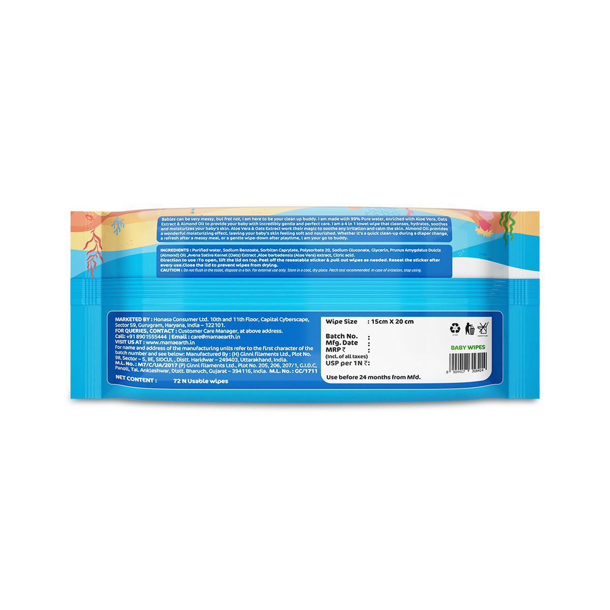 Mamaearth Baby 99% Pure Water Gentle Towel Wipes, 72 pcs - Image 8 - Buy from Indicrest
