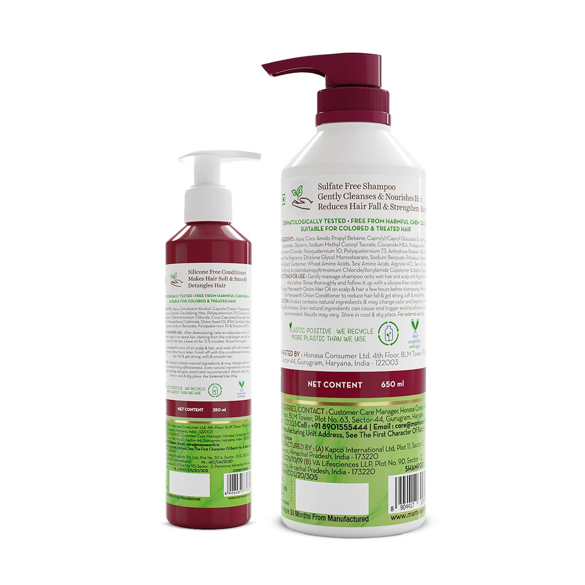 Mamaearth Anti Hair Fall Combo, Onion Shampoo 650ml + Onion Conditioner 250ml - Image 2 - Buy from Indicrest