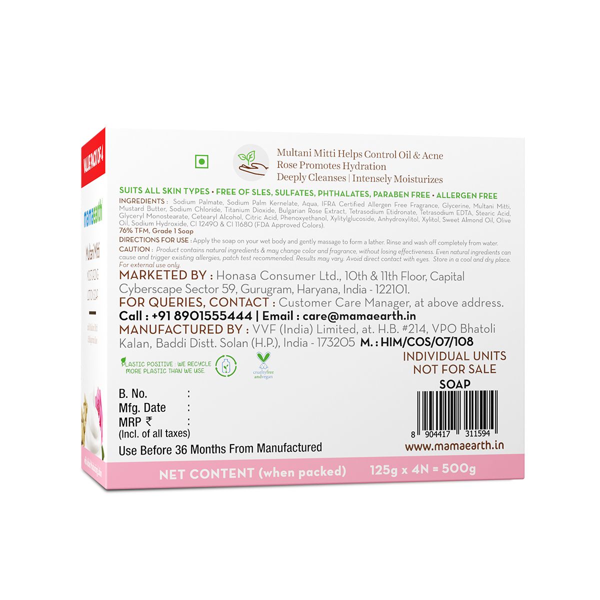 Mamaearth Multani Mitti Moisturizing Lotion Soap (3 + 1 Free) (125g x 4) - Image 10 - Buy from Indicrest