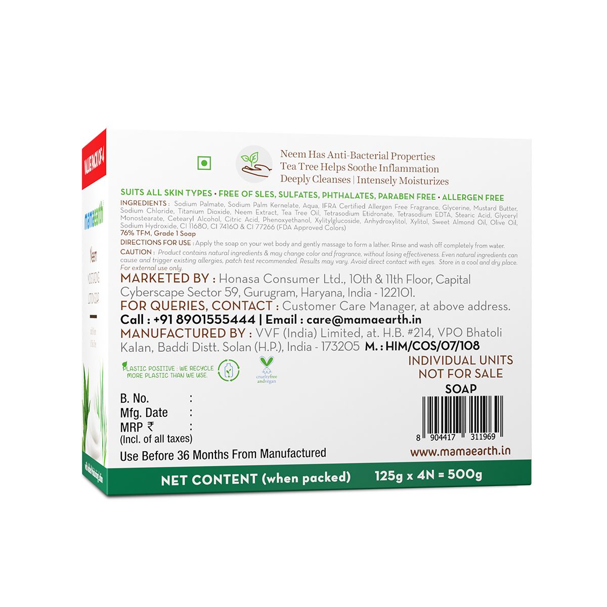 Mamaearth Neem Moisturizing Lotion Soap (3 + 1 Free) (125 g x 4) - Image 9 - Buy from Indicrest
