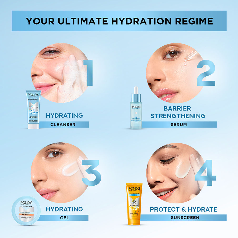 Pond’s Hydra Miracle Super Light Gel With Hyaluronic Acid & Vitamin C, 200ml Buy at Indicrest Image 5