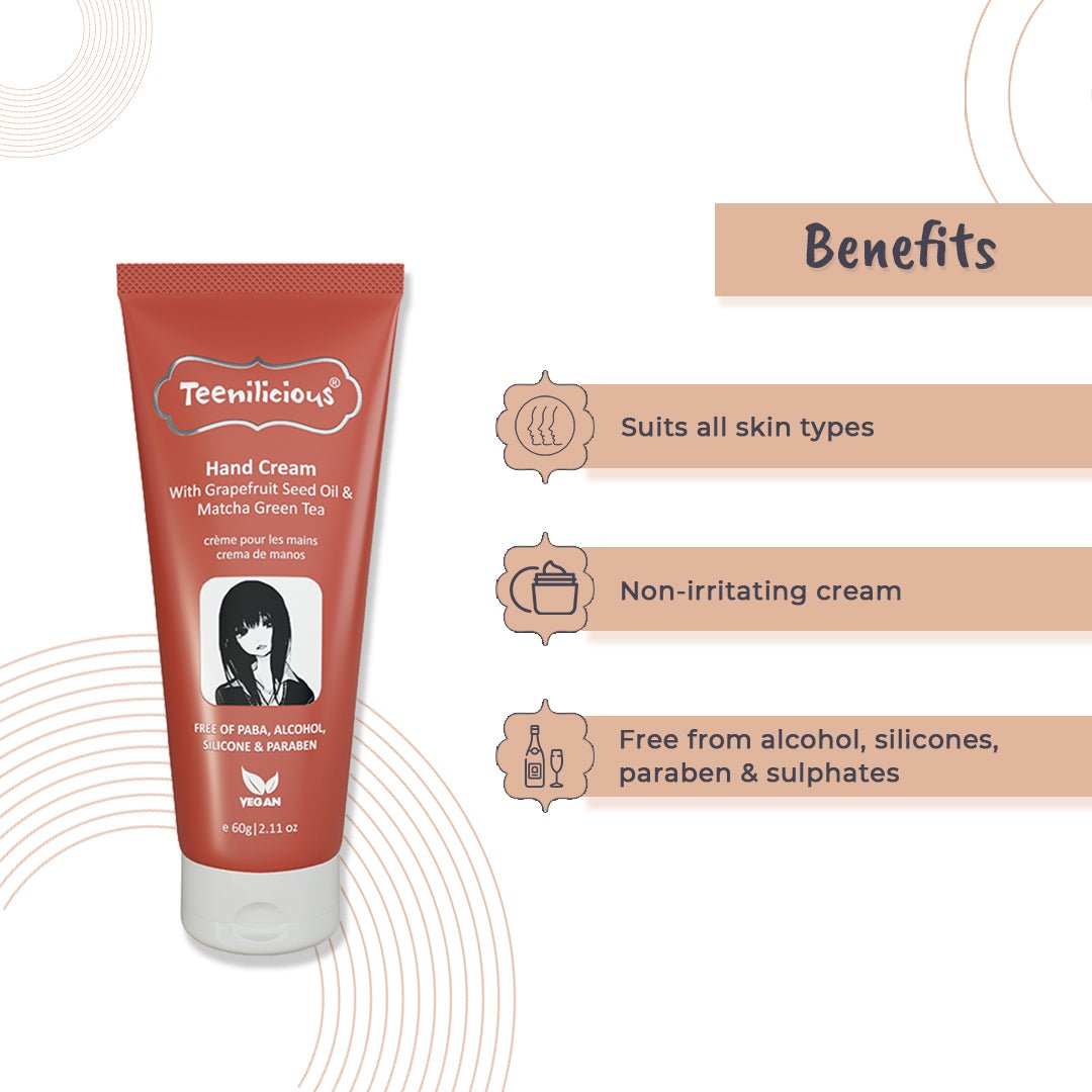 Fixderma Teenilicious Hand Cream With Grapefruit seed Oil & Matcha Green Tea | Hand Cream For Dry Hands, 60g - Image 2 - Buy from Indicrest