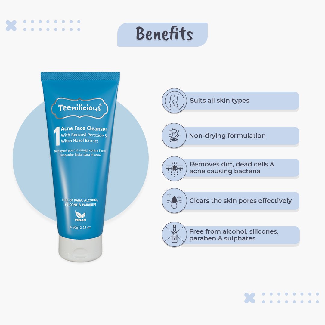 Fixderma Teenilicious Acne Face Cleanser With Benzoyl Peroxide | For Inflamed Acne, 60gm - Image 2 - Buy from Indicrest