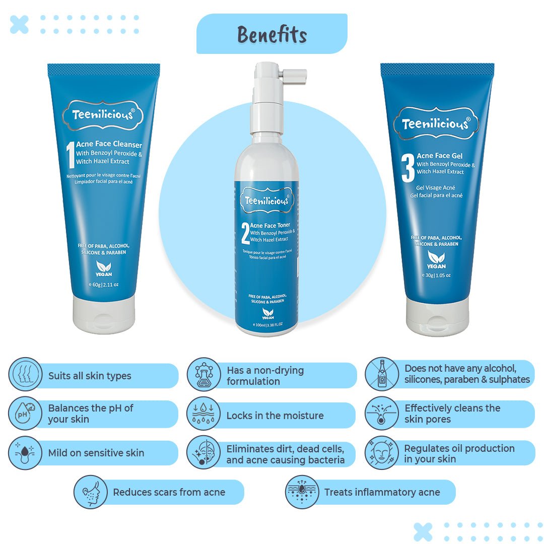 Fixderma Teenilicious Benzoyl Peroxide Acne Care Kit | Inflammatory Acne Treatment, Body Wash 3 X 200ml - Image 2 - Buy from Indicrest