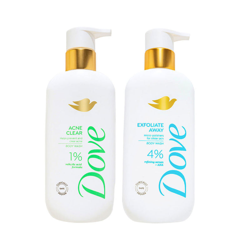 Dove Acne Clear + Exfoliate Away Serum Body Wash Combo Buy at Indicrest
