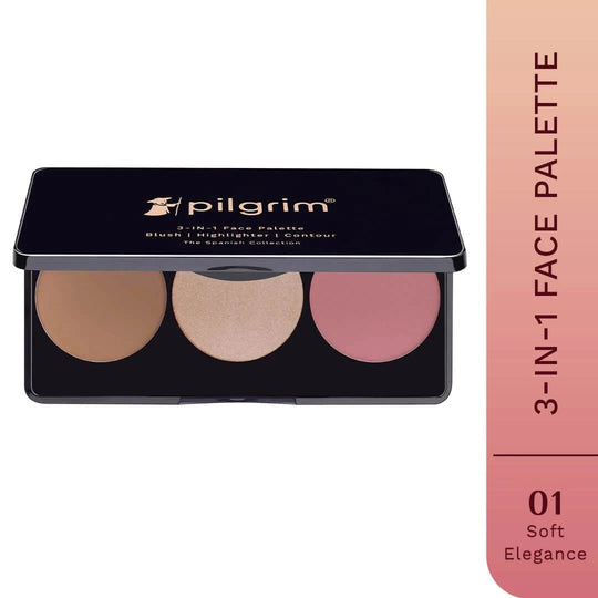 Pilgrim Rose Touch 3-in-1 Face Palette, Soft Elegance - 01 - Buy from Indicrest