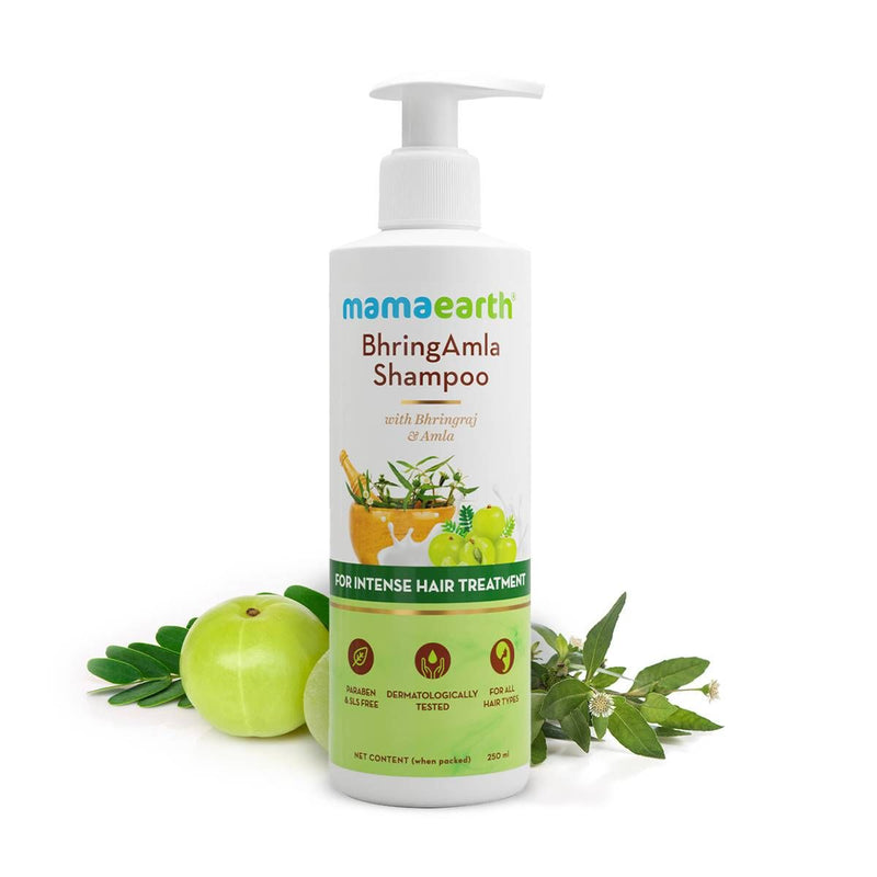 Mamaearth BhringAmla Shampoo with Bhringraj and Amla for Intense Hair Treatment, 250ml - Buy from Indicrest