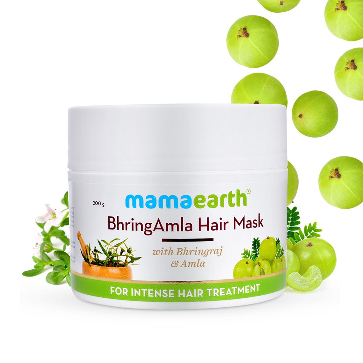 Mamaearth BhringAmla Hair Mask with Bhringraj and Amla for Intense Hair Treatment, 200g - Buy from Indicrest