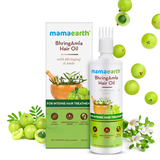 Mamaearth BhringAmla Hair Oil with Bhringraj and Amla for Intense Hair Treatment, 250ml - Buy from Indicrest